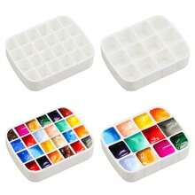 6Pcs Mini Plastic Paint Palettes White Travel Tin 12 Well 24 Well Watercolor Paint Palette Kit Mint Tin Boxes 0.03/0.05fl. Oz For Oil Travel Palette Painting Art Drawing - 紫色 - 查看 2