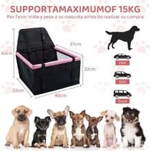 Asiento para Perro Auto, Silla de Carro con Cuerda de  Ajustable, Ventana de Malla y Tubo de Soporte de PVC - Ideal para Mascotas Pequeñas y Medianas,37858801 - Multicolor - Ver 2