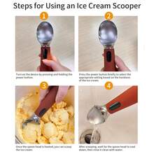 Rechargeable Electric Heated Ice Cream Scoop With LED Display And Hanging Loop, IPX7 Waterproof, 3 Heating Modes, Max Temp 160°F, Ergonomic Anti-Freeze Handle, Easy To Clean, Suitable For Ice Cream, Frozen Yogurt, Popsicles, Etc. - Coffee Brown - View 7