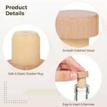 5pcs/10pcs T-Shaped Cork Bottle Stopper Made Of Beechwood, Durable Airtight Cap For Kitchen, Bar Tools, Drinks Fresh-Keeping - Multicolor - View 11