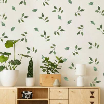 Watercolor Foliage Green Leaves Wall Stickers Scandinavian Boho Botanical Leaf Wall Decal For Bedroom Living Room Playroom Home Wall Decor