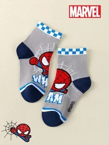 1/5 Pairs Marvel Spider-Man Kids Socks, Superhero Pattern, Breathable & Soft, Boys & Girls, Casual Everyday Wear/Party Gift/Easter/Spring/Summer - Multicolor - View 5