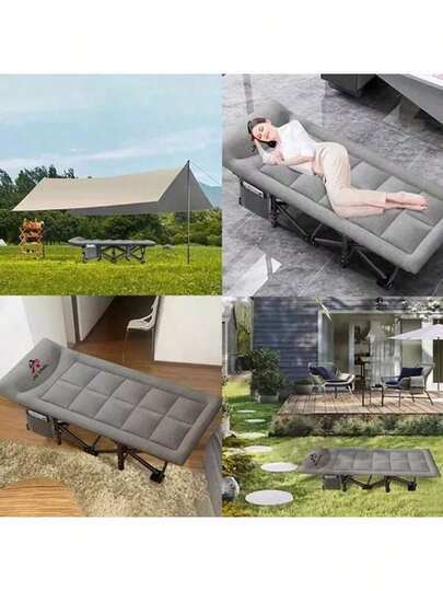 JM VAAL Cama de camping plegable portátil, súper reforzada 300kg, estructura anti-humedad, medidas 68x190cm, ideal para playas mexicanas, bosques, cenotes y selva, incluye antifaz y tapones anti-ruido para descanso profundo, garantía 2 años, color gris oscuro.