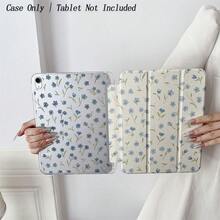 1pc Soft Floral Pattern Tablet Protective Case - Lightweight, Foldable Stand And Shock-Proof Protection, With Pencil Slot And Multi-Angle Stand - Fits 10.9"/10.2"/Air 5th Gen/Pro 11"/10th Gen/9.7"/Air 2/(7th Gen)/(8th Gen)/Air 4/5/Pro 11"/2022 10.9" 10th Generation Tablet - Multicolor - View 1