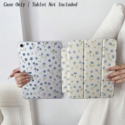 1 pieza Funda protectora para tableta con patrón floral suave - Ligera, plegable y con protección contra golpes, con ranura para lápiz y soporte de varios ángulos - Se adapta a tabletas de 10.9"/10.2"/Air 5ta Gen/Pro 11"/10ma Gen/9.7"/Air 2/(7ma Gen)/(8va Gen)/Air 4/5/Pro 11"/2022 10.9" 10ma Generación
