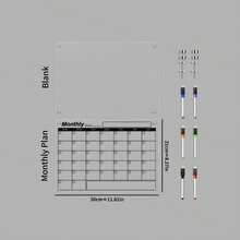 1 Set Transparent Weekly/Monthly Planner Magnetic Dry Erase Message Board With 6 Magnetic Whiteboard Markers, Acrylic Calendar Memo Reusable Refrigerator Sticker - Black - View 9