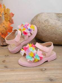 这款儿童粉色多色立体花朵厚底凉鞋适合夏季生活、休闲穿着、轻度正式场合、与玩伴约会、日常外出和户外聚会。 - 粉色 - 查看 5