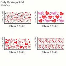 UV DTF Cup Wrap Sticker - 4 Sheets Love, Valentine'S Day Love Flower Pattern Designs UV DTF Cup Stickers 16oz Glass Water Bottle, Mugs, Decorative DIY Craft Supplie PVC Self-Adhesive Heart Valentine's Day Dtf Transfers Stickers For DIY Mug Crafts Valentine'S Day Gifts