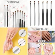 French Tip Nail Brushes Set Oblique Head Nail Brushes Moon Shape French Brush Oblique Head French Tip Nail Brushes French Manicure Brush Wood Handle Painting Drawing Brush For Nail - 珊瑚橙 - 查看 1
