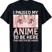 I Paused My Anime To Be Here Otaku Anime Merch Gift T-Shirt Small - 黑色 - 查看 1