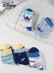 Disney 5 Pairs Stitch, Lilo & Cartoon Character Breathable Baby Socks, Suitable For Spring, Summer, Autumn, Winter, Suitable For School/Home Wear - Multicolor - View 6