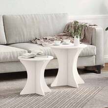 vidaXL Mesa baja 2 unidades Blanc Bois maciza y con pasador - Blanco - Ver 2