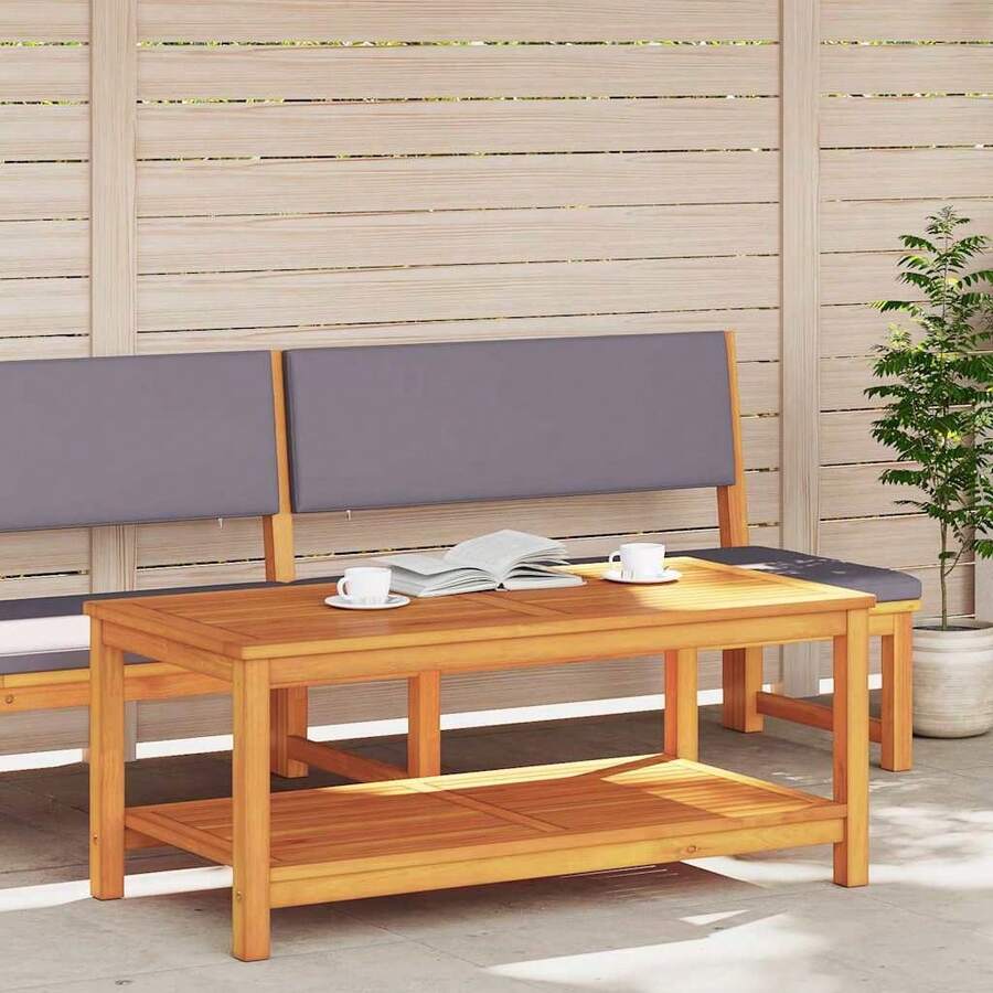 vidaXL Mesa de centro marrón 110 x 55 x 45 cm madera de acacia macizo - Marrón - Ver 1