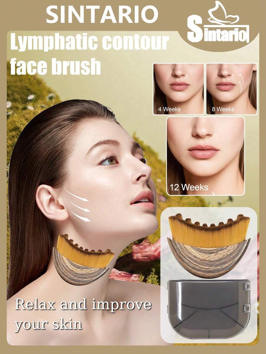 2支装淋巴引流面部及身体按摩刷，面部轮廓及下颌线塑形按摩器，符合人体工学且亲肤设计，可减轻肿胀、缓解疲劳，日常护肤按摩工具 - 彩色 - 查看 1