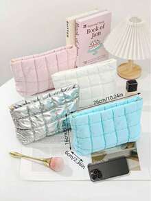 绗缝羽毛化妆包，时尚加厚化妆包，绗缝刺绣菱形图案化妆包，休闲手拿包，保暖迷你包，化妆品收纳包，迷你化妆包，旅行化妆包，圣诞礼物，朋友礼物，礼物，母亲节礼物，优雅球形包，也是理想的情人节礼物 - 彩色 - 查看 7