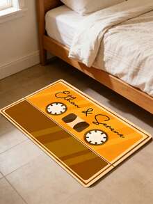 1pc Customized Text Tape Pattern Carpet - Personalized Name, 90s Mixtape Design Retro Bedroom/Studio Rug, Non-Slip Felt Surface, Music Lover Creative Gift, Birthday, Christmas, Thanksgiving, Halloween Memorabilia - Multicolor - View 4