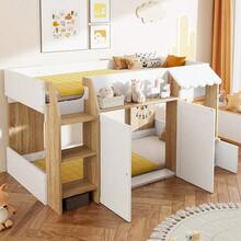 Kids Bed Frames, Headboards & Footboards - White+Natural + Wood + 90cm*200cm - View 3