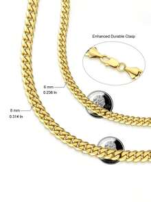 8毫米不锈钢链项链，六边形迈阿密链，男士项链，适合日常佩戴、派对、送礼、纪念首饰、男士时尚配饰 - 銀色 - 查看 4