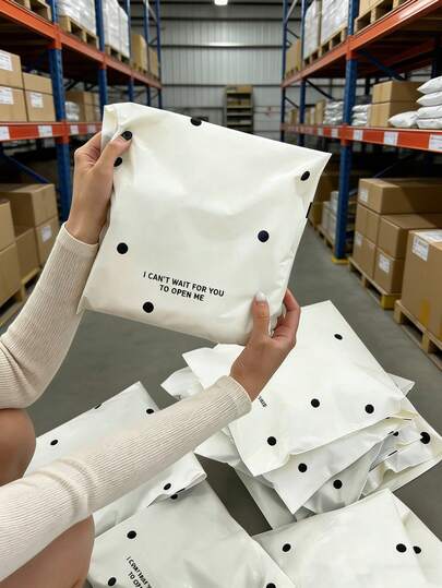 20pcs Beige Polka Dot Courier Bags, Gift And Clothing Packaging Bags, Waterproof Plastic Storage Bags - Office Supplies