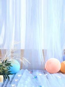 蓝色薄纱背景幕布，透明背景幕布，适用于生日派对、婚礼派对、摄影背景装饰、情人节装饰、节日派对摄影背景装饰，可悬挂作为情人节、婚礼和其他场合的背景装饰。 - 藍色 - 查看 7