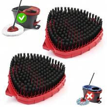 2 Pack Scrub Brush Attachment Compatible With O Cedar EasyWring Microfiber Spin Mop 1 Tank System, Upgraded Floor Scrubber Mop Replace Head, More Bristles Brush Heads For Kitchen, Deck And Bathroom - 紅色 - 查看 1
