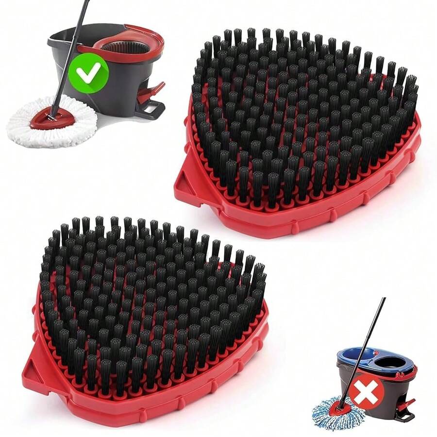 2 Pack Scrub Brush Attachment Compatible With O Cedar EasyWring Microfiber Spin Mop 1 Tank System, Upgraded Floor Scrubber Mop Replace Head, More Bristles Brush Heads For Kitchen, Deck And Bathroom - 紅色 - 查看 1
