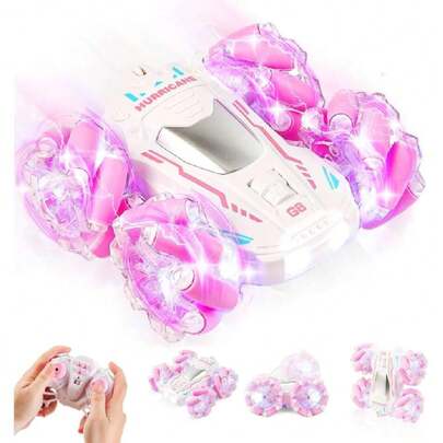 Coche de Control Remoto,Doble Cara Giratoria de 360° 4WD Todoterreno RC Acrobacias con Luces Frías, Recargable USB, umpleaños Navidad Regalo para Niños, Juguetes para Niños de 3-6 Años,37854907
