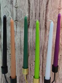 4支10英寸波尔多红柱形蜡烛/烛台，紫色锥形蜡烛，尖头蜡烛，多巴胺色彩，无烟浪漫无味晚餐蜡烛，条纹长蜡烛，长烛台，家居装饰，适用于餐厅、酒店、客厅、卧室、教堂照明、生日庆祝装饰、派对布置、浪漫求婚、斋月、开斋节、情人节、音乐节、新年等场合。 - 紫色 - 查看 6