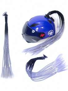 1条渐变斜角马尾辫头盔发带，带吸盘，适用于摩托车，25英寸（约65厘米）（不含头盔），可重复使用吸盘设计，头盔装饰配件