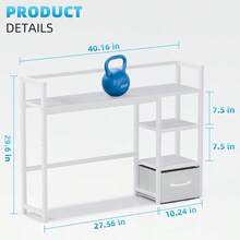 Desk Shelf With Drawer, 40 Inch Desk Hutch Computer Monitor, Desk Shelf Top Of Desk, Wooden Desktop Bookshelf Storage Rack Home Office Dorm - White - White - View 4