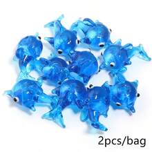 2pcs/Pack Colorful Glass Animal Beads - Ladybug, Dolphin, Frog, Shrimp, Decorative Accessories - Multicolor - View 14