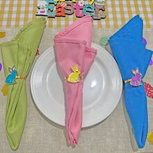 6pcs/Set Minimalist Rabbit Napkin Rings, "Easter" Themed, Suitable For Hotel Dining Table Decor, Home Party Decoration, Multi-Color Options - Multicolor - View 3