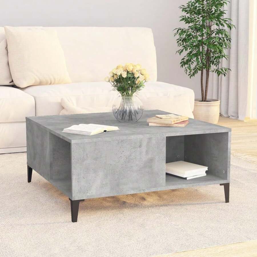 vidaXL Tavolo basso gris béton 80x80x36,5 cm in legno ingegnerizzato - Grigio - Visualizzare 1
