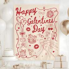 Galentines Day Party Tapestry, Galentines Party Banner, Valentines Girls Night Welcome Sign, Galentines Photo Backdrop - 2 - 查看 5