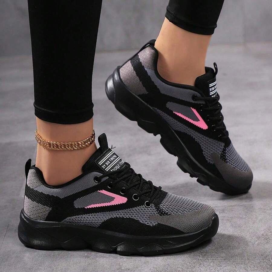 Women's Casual Sports Shoes, Lightweight, Soft Soled, Breathable, Outdoor Versatile Women's Shoes - 黑玫紅 - 查看 1