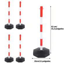 Conos Para Trafico,conosSeguridad,poste Delimitador 4 piezas Poste de delineador de tráfico ajustable con base de goma, conos de estacionamiento deseguridad, barrera de entrada resistente con cadenas de 26.25 pies - Rojo y negro - Ver 2