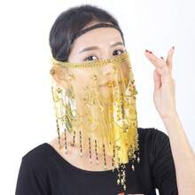 1 件装女士肚皮舞面纱，精美串珠亮片肚皮舞配饰 - 彩色 - 查看 4