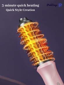 PinkSings Rechargeable Curling Comb, Volumizing Styler, Electric Brush, Self-Curling Iron, Large Capacity Curling Iron, Wireless Straightening Brush - Pink - View 4