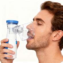 Mascarilla nebulizadora de malla portátil de mano para el hogar, inhalador ultrasónico portátil, nebulizador ultrasónico de malla - Blanco - Ver 7