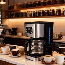 Filterkaffeemaschine aus Glas und ABS, geeignet für die Zubereitung von Kaffee und Tee, mit schneller Extraktion, konstanter Temperatur und Trockengehschutz. Ideal für Zuhause und Büro. (1,5 Liter Fassungsvermögen) - 1 Stück - Übersicht 1