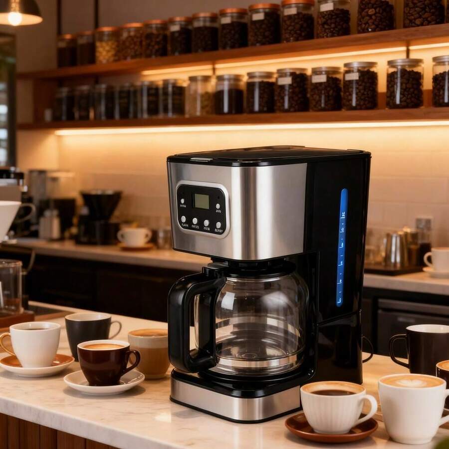 Filterkaffeemaschine aus Glas und ABS, geeignet für die Zubereitung von Kaffee und Tee, mit schneller Extraktion, konstanter Temperatur und Trockengehschutz. Ideal für Zuhause und Büro. (1,5 Liter Fassungsvermögen) - 1 Stück - Übersicht 1