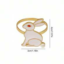 6pcs/12pcs Elegant Rabbit Napkin Rings, Easter Hotel Tabletop Decor, Party Dining Table Atmosphere Decoration - Multicolor - View 7