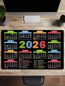 2026年日历鼠标垫 | 大号橡胶防滑游戏键盘垫，适用于笔记本电脑和台式机，也可作为键盘垫、桌面垫或书架使用，适合办公室和宿舍使用，是节日、生日礼物的理想之选，兼容鼠标和轨迹球。 - 彩色 - 查看 1
