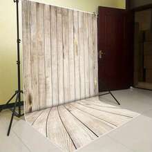 Bannière plate 2D, fond de mur en grain de bois vintage, convient pour la photographie. Le grain de bois élégant du mur et du sol sont parfaits pour les photos de portrait et les décorations de fête d'anniversaire. - Multicolore - Voir 3