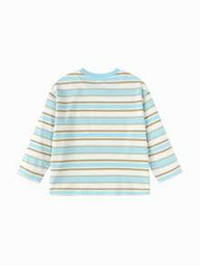 Balabala 2026 Young Boy Striped Long Sleeve T-Shirt, Pure Cotton Spring Top - Blue Tint - View 6