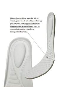 1双白色简约DK面料高弹泡沫防滑透气耐用鞋垫，适用于各种休闲鞋 - 白色 - 查看 2