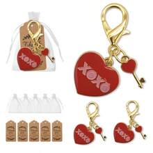 18pcs-6 Sets Of Heart-Shaped Keychain Combination - Including 6 Greeting Cards, 6 XOXO Heart-Shaped Keychains, And 6 Gauze Bags - Perfect As A Girlfriend Or New Year Gift - Suitable For Birthdays, Valentine's Day, Weddings, And Keychain Gift Boxes - Multicolor - View 3