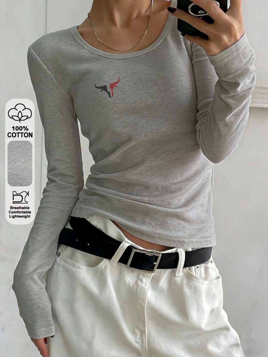 Women's Comfortable Pure Cotton Long-Sleeved Bodysuit, Simple Round Neck, Suitable For All Seasons, Perfect For Everyday Wear And Layering; Soft Fabric With Embroidered Logo Design, Versatile For Casual And Sporty Occasions, Enhancing Your Everyday Style. (The Remaining Text Appears To Be Unrelated And Likely Spam/Advertisement. It Has Been Omitted From The Translation.)