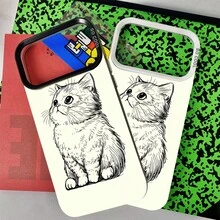 This Line Art Cat Phone Case In Silver Material Is Compatible With  17, 16, 15, 14, 13, 12, 11 Plus, 17 Pro, 17 Pro Max, 17 Air, And  17 Series. It's The Perfect Christmas Gift For A Friend, Loved One, Or Yourself.