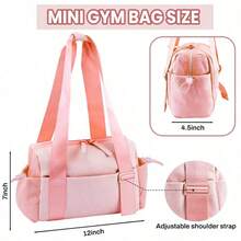 Women's Mini Gym Bag With Waterproof Compartment, Women's Mini Travel Bag, Cute Mini Gym Tote Bag - Pink - View 5